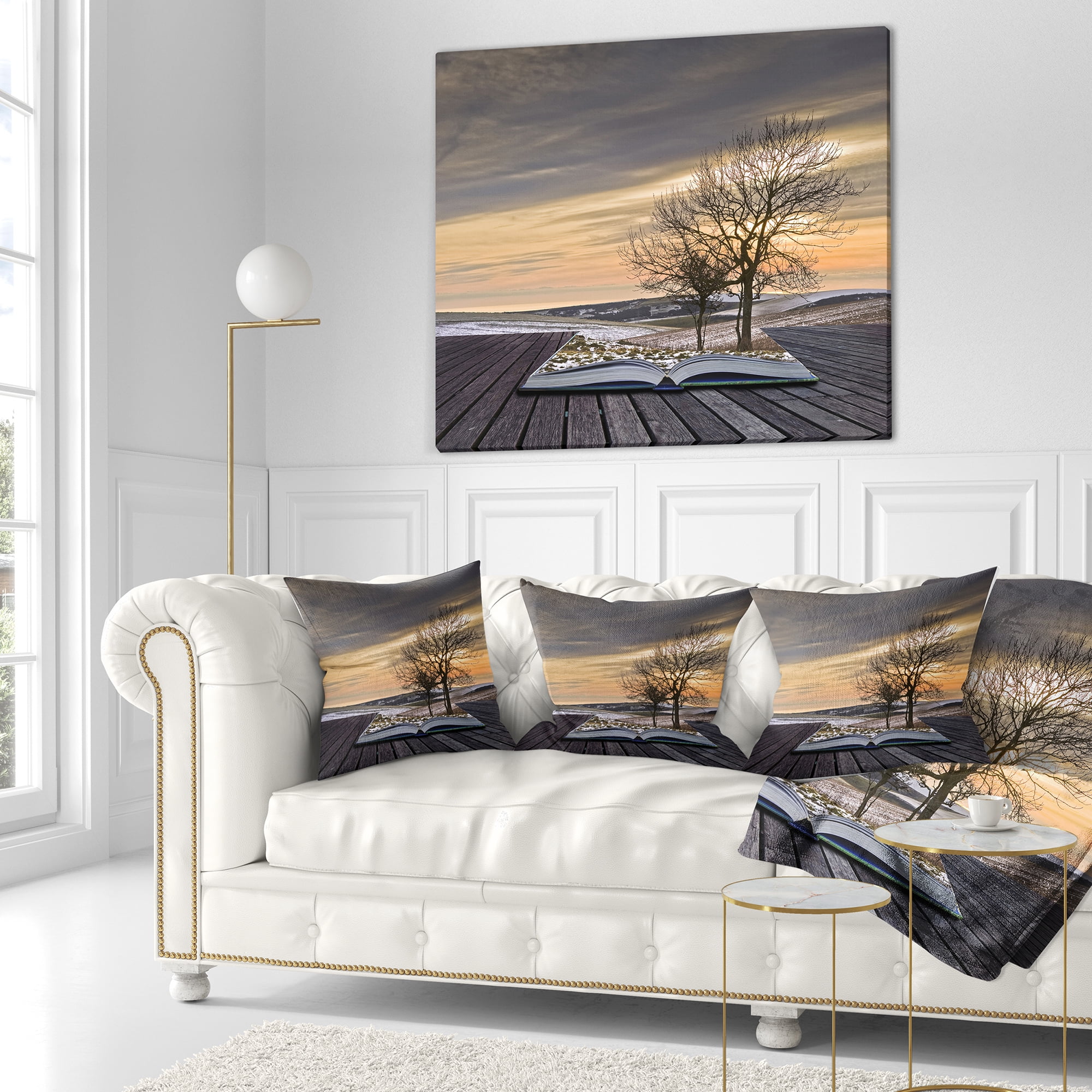 Designart Winter Coming out of Pages - Contemporary Throw Pillow - 16x16