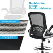 Giantex Tall Mesh Drafting Chair, Standing Desk Stool w/Lumbar Support & Footrest Ring for Office