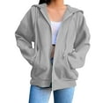 thumbnail image 3 of YOIAVAIOY Sweatshirt Jackets for Women Raglan Long Sleeve Zip Up Hoodies Solid Casual Athletic Jacket with Pockets Gray S, 3 of 8