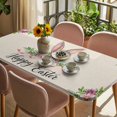 thumbnail image 3 of Easter Table Cloths for 4 Foot Rectangle Tables, Spring Farmhouse Vintage Bunny Flower Leaf Beige Patio Waterproof Elastic Fitted Tablecloths, Washable Rectangular Table Cover for Camping, 3 of 8