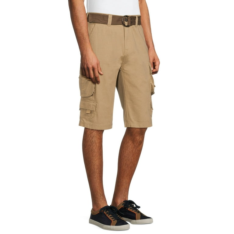 Lazer Mens Belted Ripstop Stacked Cargo Shorts, Waist Sizes