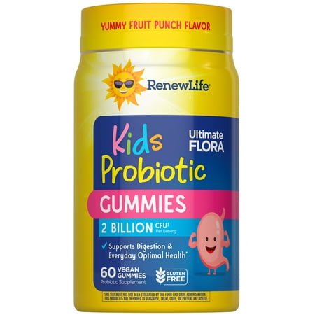 Kids Probiotic | 2 Billion CFU | 60 Fruit Punch Flavored Gummies | by Renew Life