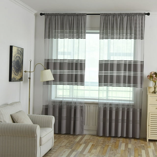 Leaves Sheer Curtain Tulle Window Voile Drape Valance 1 Panel Fabric