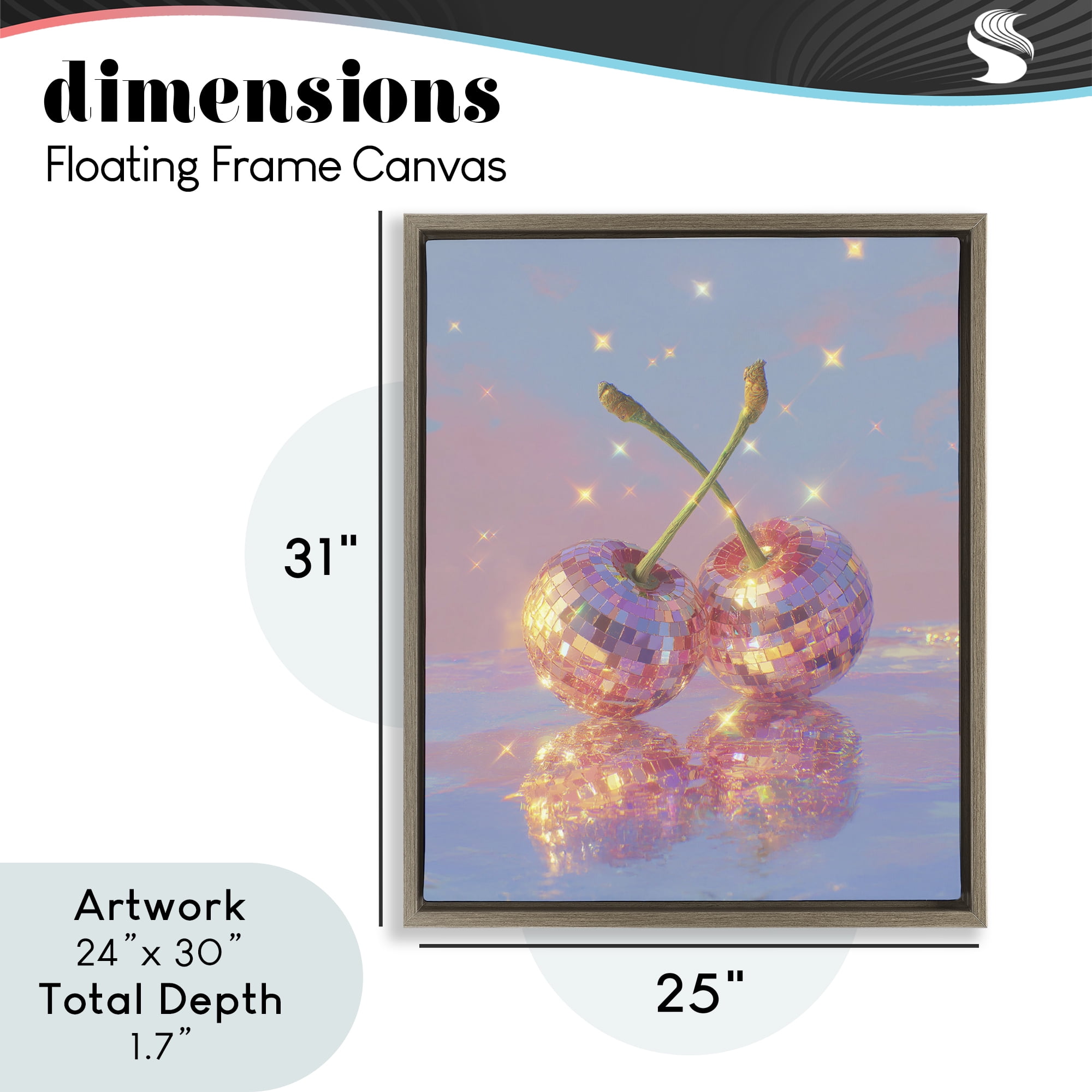 Disco Cherry Reflection Brown Framed Floater Canvas Wall Art, design by Ziwei Li