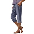 thumbnail image 1 of Side Split Capris Cotton Pants for Womens Drawstring Elastic Waist Capris Tummy Control Athletic-Fit Work Capris Office Work Capris Bussiness Pants with Pockets, 1 of 6
