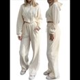 thumbnail image 3 of Conjunto Deportivo para Mujer: Sudadera con Capucha y Cremallera de Larga con Pantalones de Color Liso con Cordones - Conjunto de Dos Piezas Albaricoque L, 3 of 9