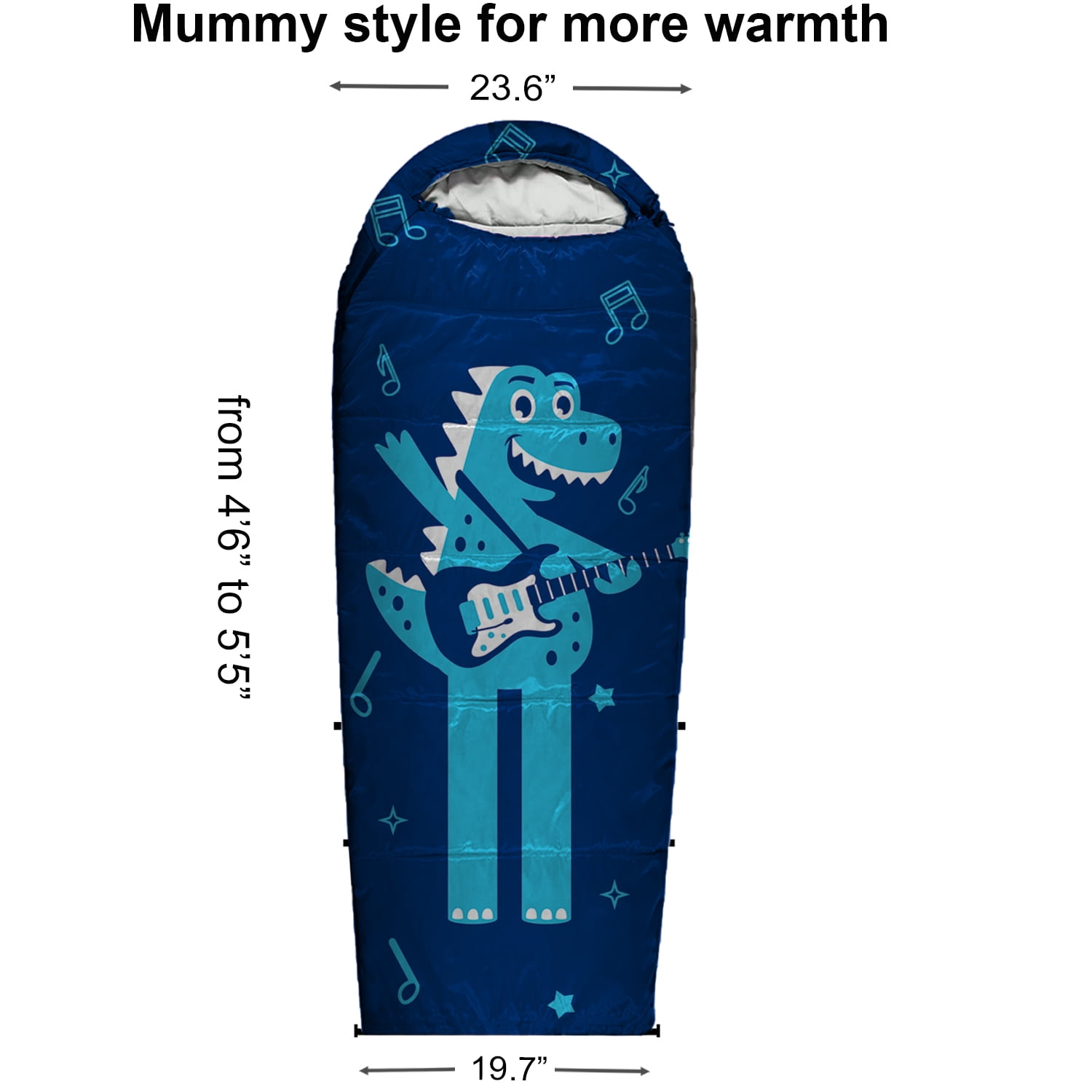 KidzAdventure Adjustable Length Youth and Kids Sleeping Bag |32F Indoor/Outdoor Boys and Girls Sleeping Bag | Mummy Style, Lightweight Sleeping Bag for Kids | U.S. Pending Patent