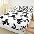 thumbnail image 3 of jejeloiu Extreme Games Motorcycle Twin Sheet Sets,White Black Bedding For Boys Teens 3-Piece, 3 of 7