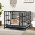 thumbnail image 4 of Gymax Cage pour Chien en Métal Pliable Robuste de 48 Pieds' avec Roulettes Verrouillables Noire, 4 of 10