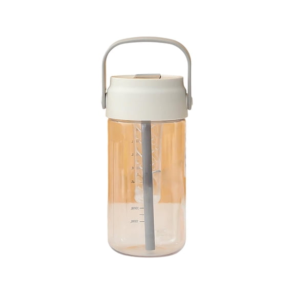 Straw Cup with Handle,Clear Plastic Water Bottle,Spill-Proof Iced Coffee Tumbler,Reusable Travel Companion for Commute,Gym & Work