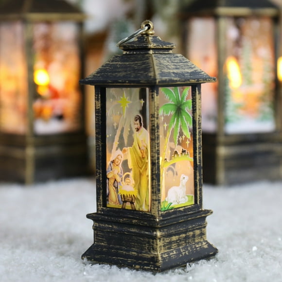 Lampe à Vent Rétro Motif Imprimé de Noël Veilleuse pour la Maison Noël