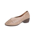 thumbnail image 5 of Xucatan Women's Round Toe Perforated Wedge Heels with Hollow Out Detail, Breathable Faux Leather Low Cut Slip On Shoes, Comfortable Height Increasing Flats for Spring Summer Walking Gift, 5 of 9