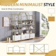 thumbnail image 4 of PORKISS 4 Tier Tall Bookshelf, Modern Etagere Bookcase with Storage Cabinets and X-Bar Frame, Freestanding Display Open Shelf for Home Office, Adults, Gold/White, 4 of 13