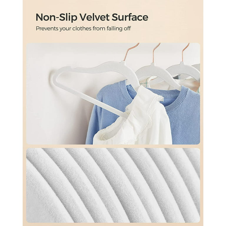Songmics Velvet Hangers 50 Pack, Non-slip Hangers With Rose Gold-colored  Swivel Hooks, Slim Space-saving Hangers White : Target