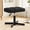 Black, variant on Adjustable Vanity Stool, Foot Rest Under Desk, 360° Swivel Vanity Chair for Makeup Room, Black Upholstered Faux Leather Ottoman for Bathroom & Living Room, 300lbs