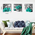 thumbnail image 4 of Teal Rose Wall Art Master Bedroom Decor for Couples Turquoise Floral Posters Bathroom Pictures Green Flower Canvas Painting Living Room Dinner Room Decor Rustic Home Decorations 16x16" 3Pcs, 4 of 6