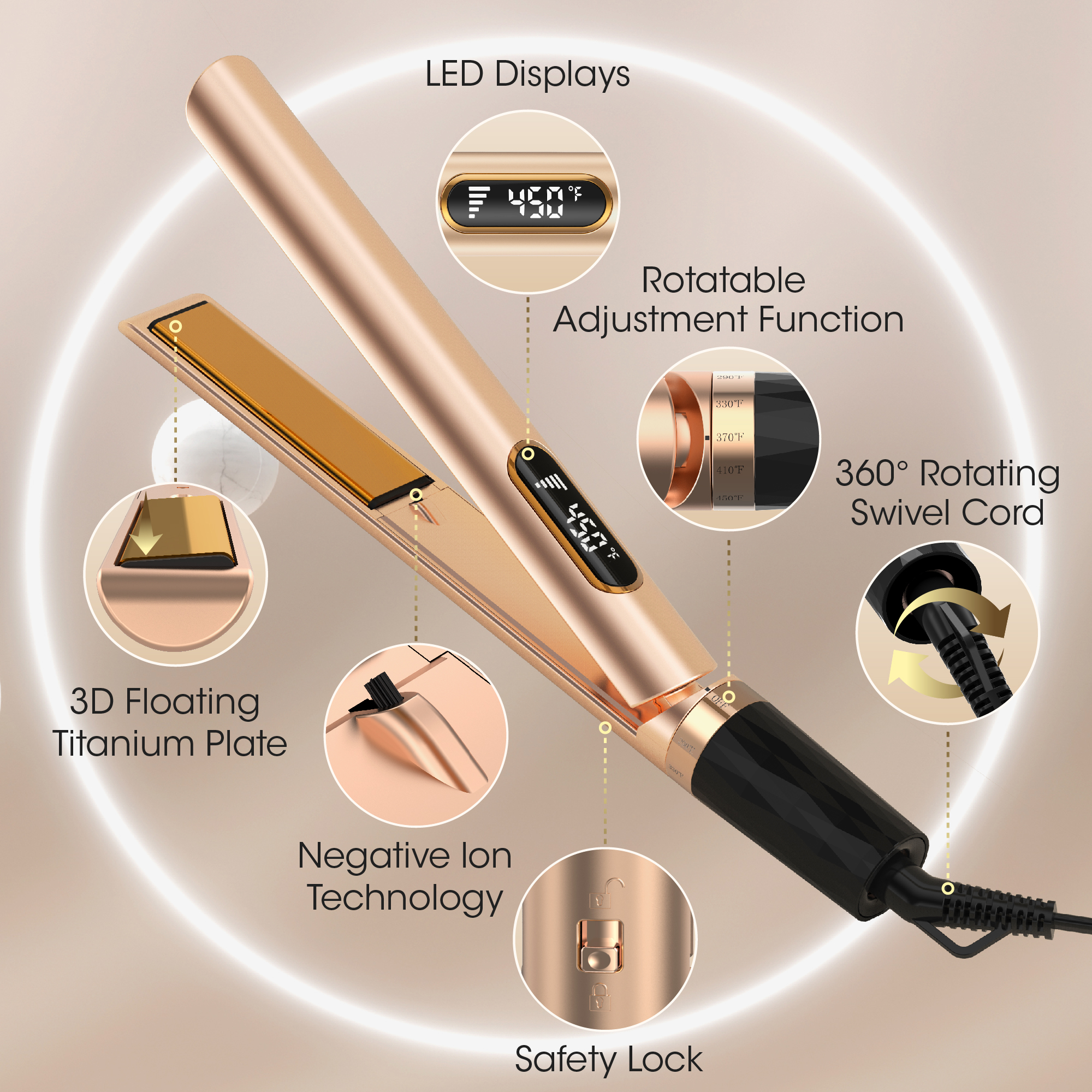 SKIMI 1 Inch Hair Straightener Flat Iron with LED Display photo 2