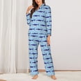 thumbnail image 2 of Balery Cute Shark Conjunto de Pijama con Estampado para Mujer, Conjunto de Dos Piezas con Manga Larga, Ropa de Dormir Suave con Bolsillos, Pijamas Cómodos-Large, 2 of 7