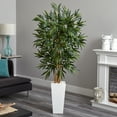 thumbnail image 3 of Nearly Natural 6' Bamboo Artificial Tree in White Tower Planter, Green, 3 of 3