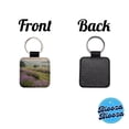 thumbnail image 4 of Lavender Flowers Field Faux Leather Square Keychain, 4 of 7