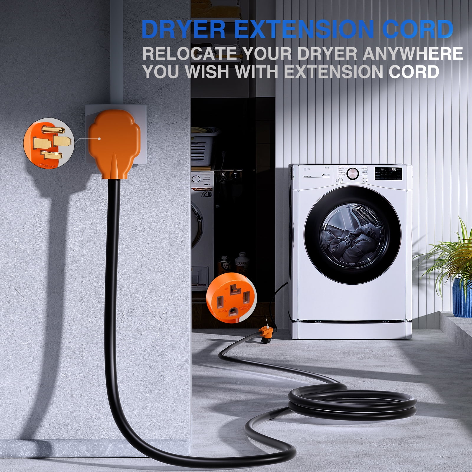 Nilight 25FT EV Dryer Extension Cord 4 Prong 30 Amp NEMA 14-30P 14-30R Old Dryer Extension Cable Heavy Duty 10 Gauge Pure Copper Wire UL Listed 125/250V for Level 2 EV Charging