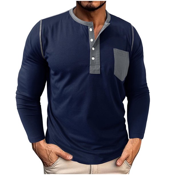 Blusas y camisas de manga larga y cuello redondo para hombre, casuales, a la moda, de color liso, transpirables, de manga larga y cuello redondo, de poliéster.