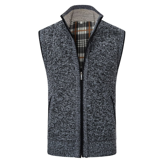 Mens Autumn And Winter Printed Pocket Knitted Wool Cardigan Vest Sweater Vest
