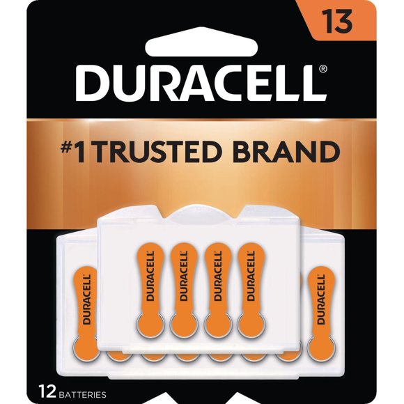 Duracell Hearing Aid Batteries with Easy-Fit Tab, Size 13, 12 Pack