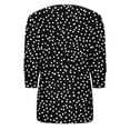 thumbnail image 6 of Dasayo Summer Tops for Women Black 3/4 Sleeve Buttons Polka Dot Crewneck T-Shirt Sweatshirts for Women Trendy L, 6 of 7