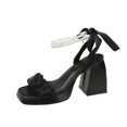 thumbnail image 2 of AXXD Women Black Sandals 7 Strappy Sandals Summer Casual Square-toe Sandals High Heel Chunky Heel Pearl Decoration Sandals, 2 of 6