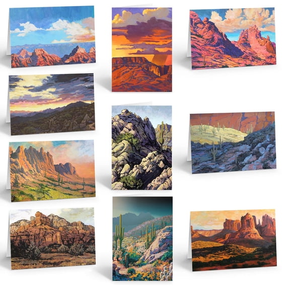 Assorted Arizona Mountain Blank Note Cards - 10 Boxed Blank Desert Mountain Note