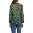 thumbnail image 4 of INSPIRE CHIC Women's Ruffle Collar Long Sleeve Button Down Floral Shirt S Dark Green, 4 of 7