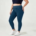 thumbnail image 2 of LEAVINGSUO Stretchy Jeans for Women Plus Size Elastic Waist Pocket Full Length Denim Pant Blue XL, 2 of 7