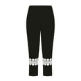 thumbnail image 4 of Juslio Girls Pants Kids Fashion Solid Color Cute Summer Leisure Yoga Leggings Sports Lace Cropped（Black Capris， 5 Years）, 4 of 8