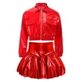 thumbnail image 3 of Haitryli Kids Girls Metallic Dance Outfits Shiny Cropped Jacket with Bubble Skirt Set Hip Hop Jazz Clothes Dancewear Red 10, 3 of 7