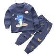 thumbnail image 1 of WEIYLL Boys Sets Outfits Children Long Sleeve Pajamas Print Shirt Tops Pants 2Pcs Child Kids Navy Suits 3-4 Years, 1 of 3