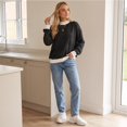 thumbnail image 4 of Striped Mock Neck Sweatshirt For Women Oversized Pullover Tops 2026 Long Sleeve Sweatshirts Soft Ribbed Trim Knit Material Casual Fall Winter Fashion Clothes Vacation, 4 of 5