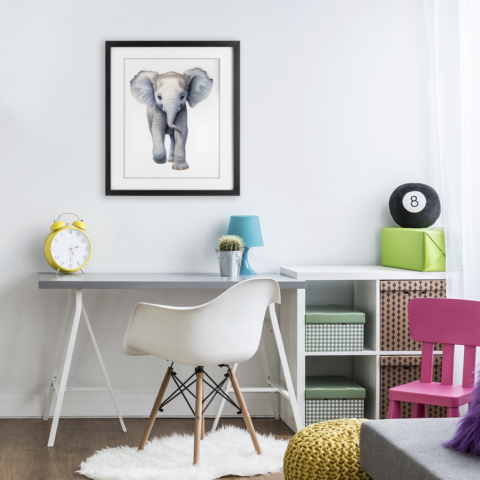 Stupell Industries Big Budding Pachyderm Black Framed Print Under Glass, design by Ray Powers