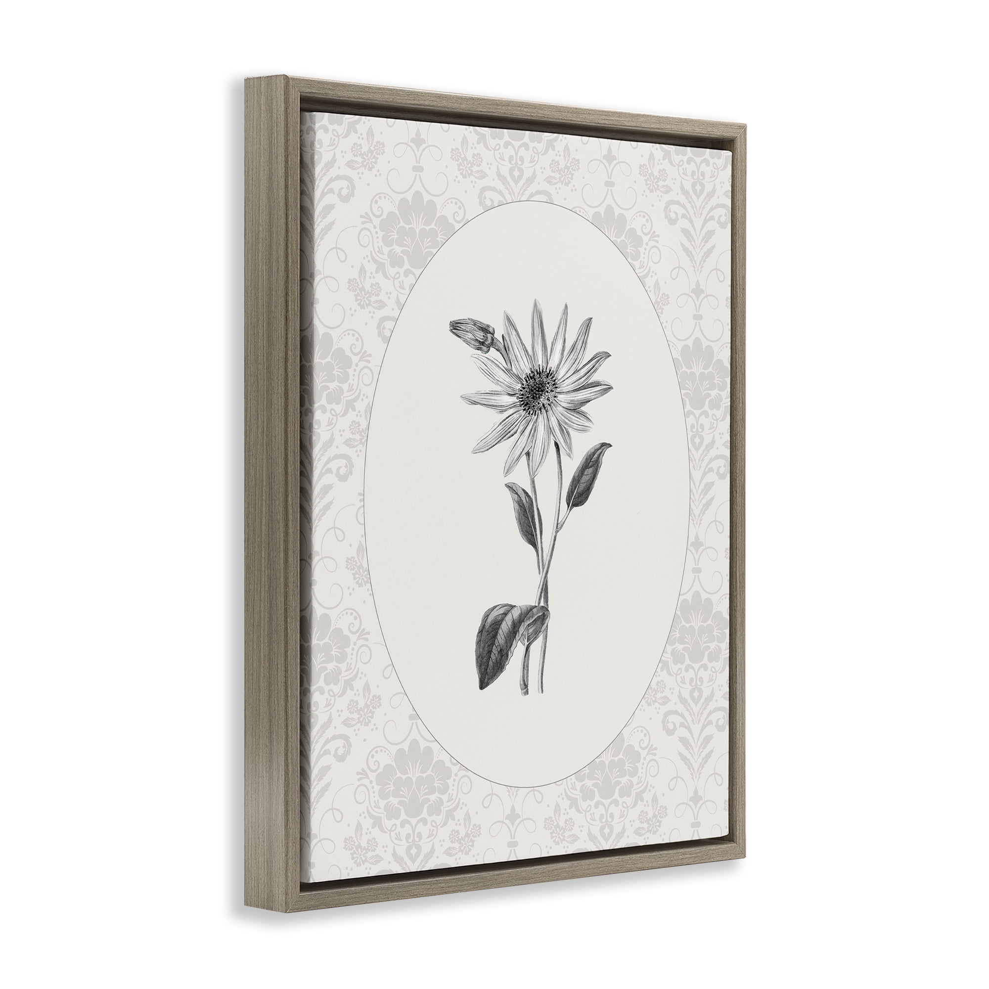 Stupell Industries Antique Botanical & Lace Brown Framed Floater Canvas Wall Art, design by CAD Designs