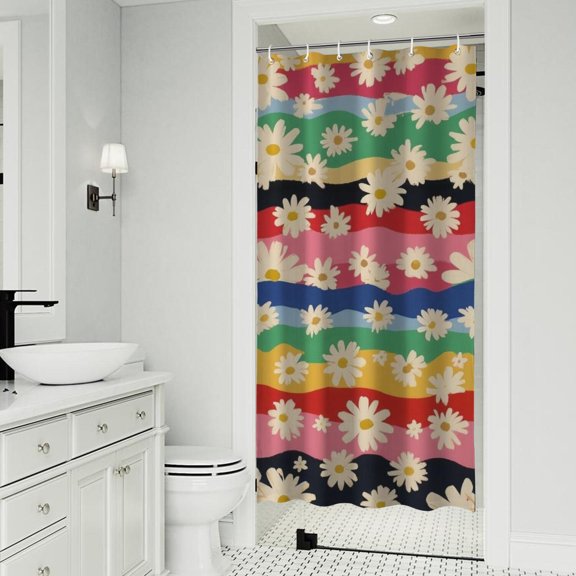 Pioneer Flower Floral Print Pattern Shower Curtain 36"x72" ,Bathroom Decorative Shower Curtains Set with 12 Hooks,Modern Waterproof Washable Shower Curtain