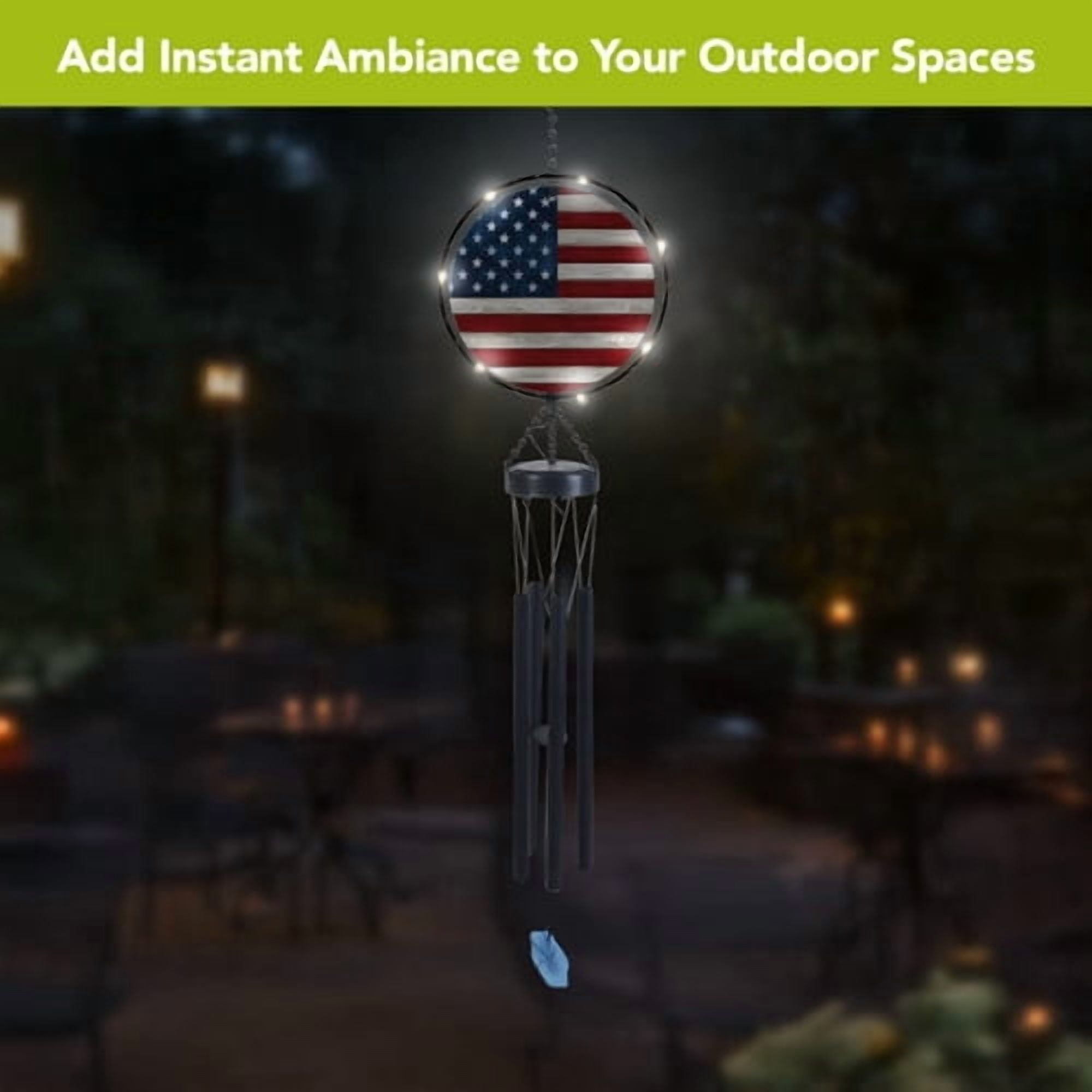 Briarwood Lane Wood American Flag Illuminated Wind Chime