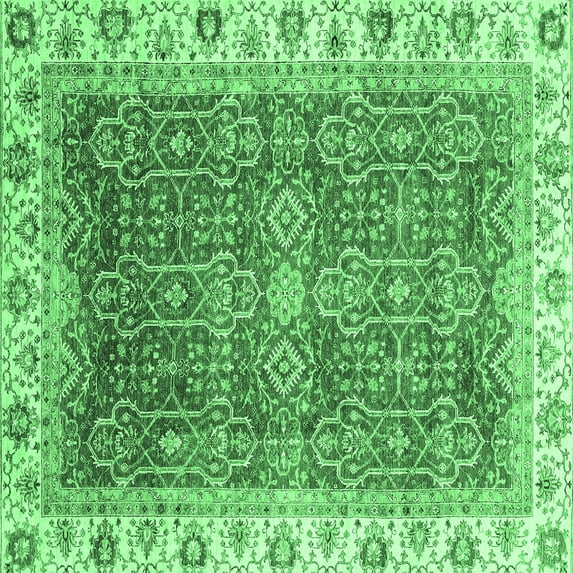 Ahgly Company Indoor Square Oriental Emerald Green Traditional Area Rugs, 8' Square