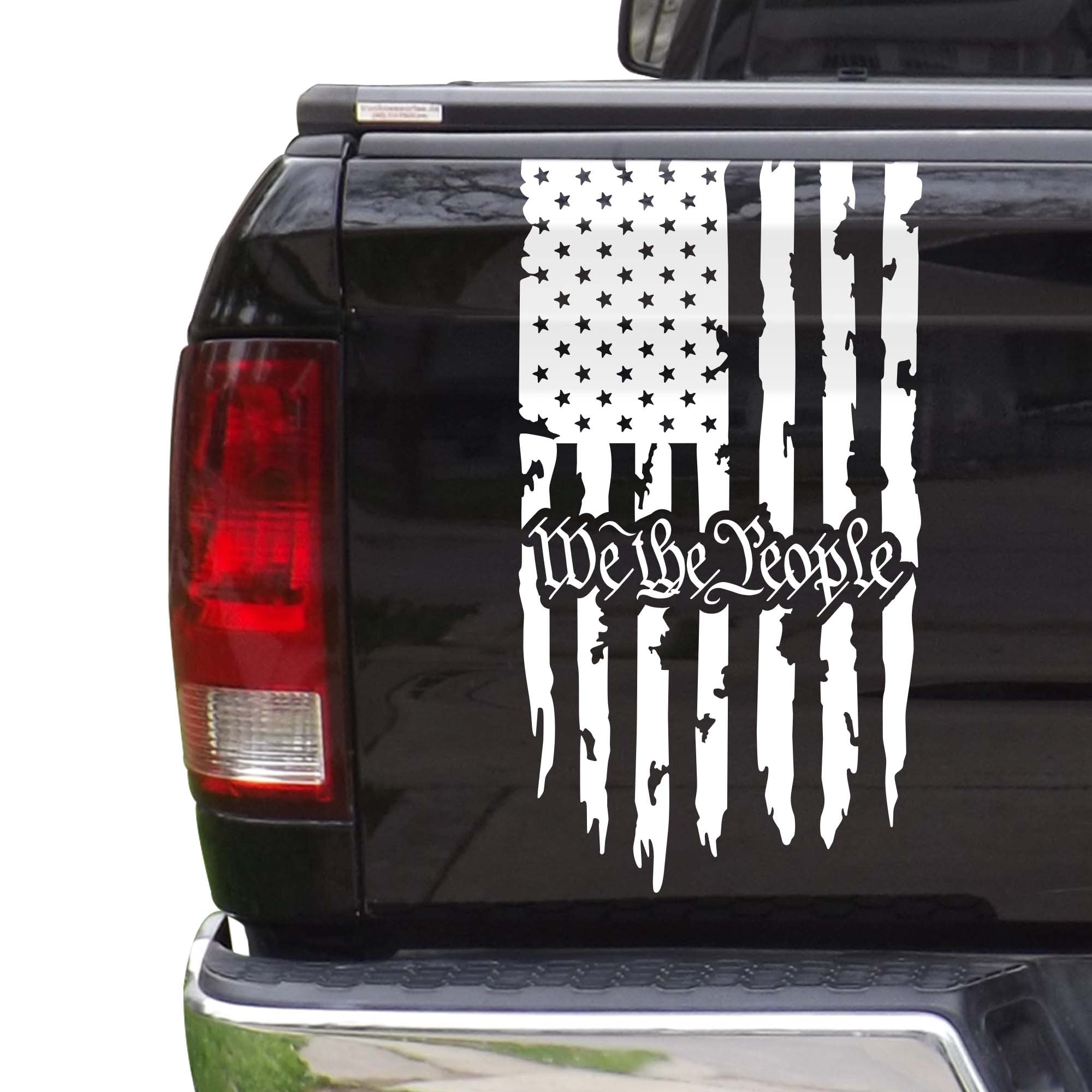 We The People Distressed American USA US Flag Truck Tailgate Vinyl Decal  Preamble of the US Constitution Compatible with most Pickup Trucks Rear  Sticker (11