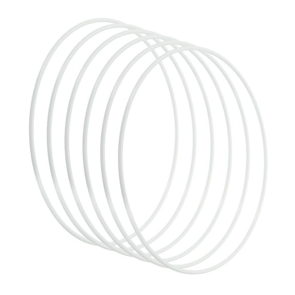 Uxcell 6 Inch Round Dream Catcher Rings, 6 Pcs Metal Christmas Macrame Wreath Floral Ring Hoop, White