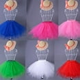 thumbnail image 6 of Skymirror Women Tutu Skirt A-line Big Swing Scattered Hem Solid Color Multi-layered Candy Color High Elastic Waist Fluffy Gauze Dancing Performance Short Pleated Skirt, 6 of 8