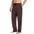 thumbnail image 5 of qelini Mens Sleep Pants with Pockets Elastic Waist Straight Leg Pants Solid Loungewear Pants Stylish PJs Bottoms, 5 of 6
