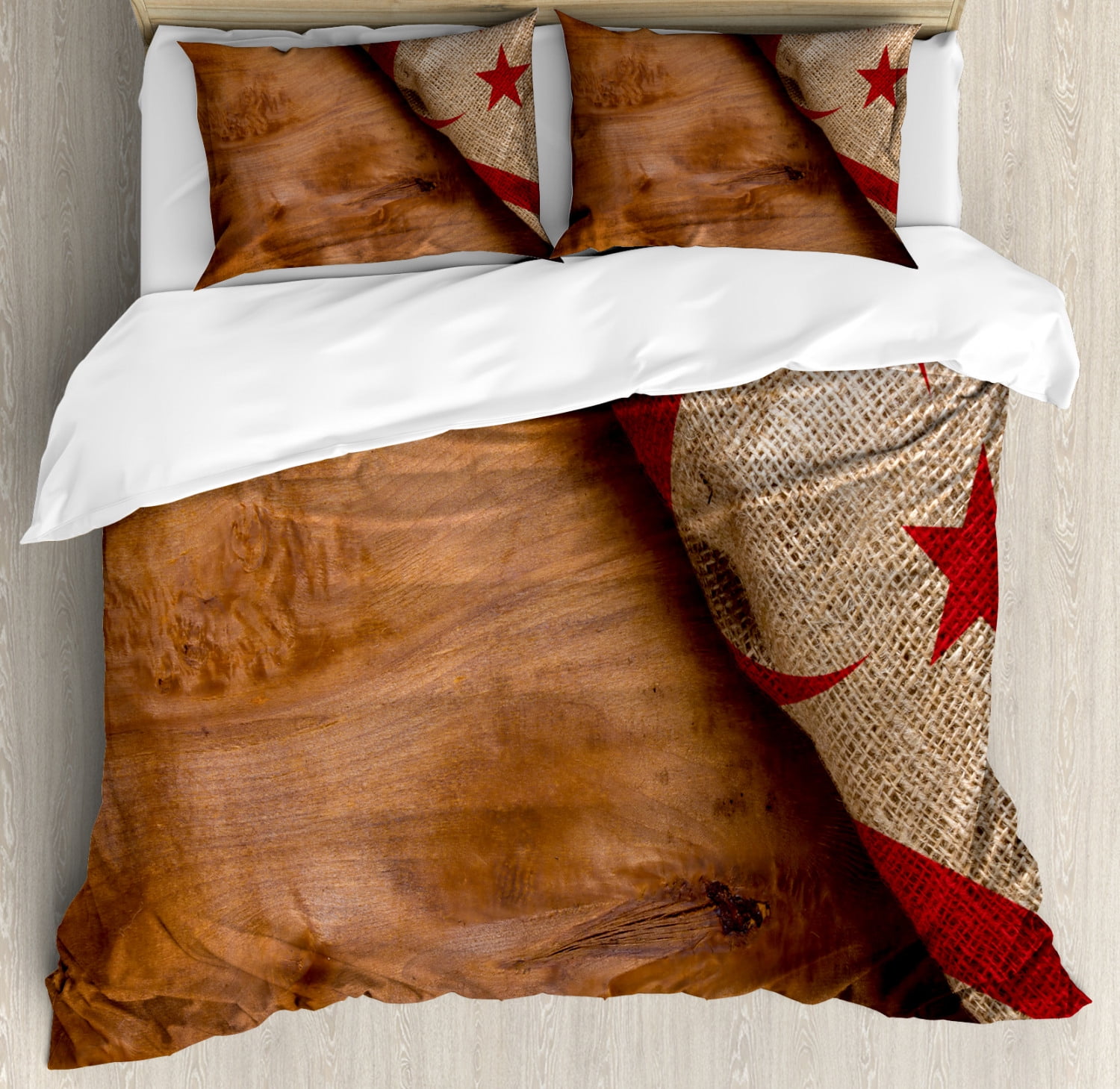 Cyprus Duvet Cover Set Queen Size, Political Flag Image of Northern