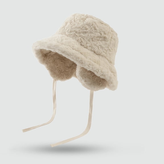 Cadancy Women's Winter Hats Fuzzy Fleece Soft Warm Bucket Hat with Removable Ear Flaps Plush Comfy Trendy Fisherman Cap Cold Weather Outdoor Trendy Snow Caps