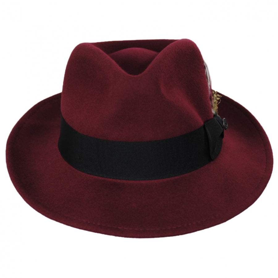 Pachuco Crushable Wool Felt Fedora Hat - L - Wine