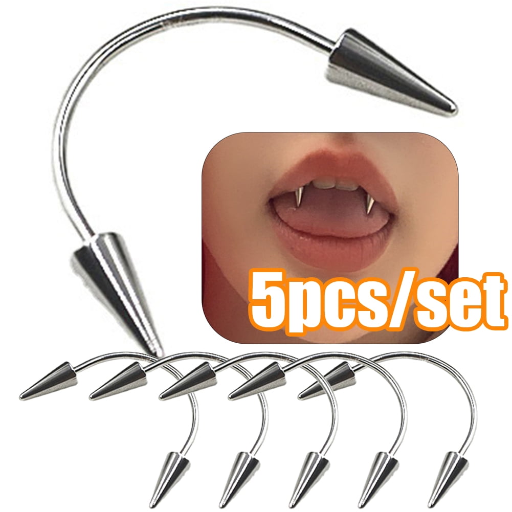 Vnanda 5Packs Smiley Piercing Tiger Teeth, Piercing Tiger Tooth Nail